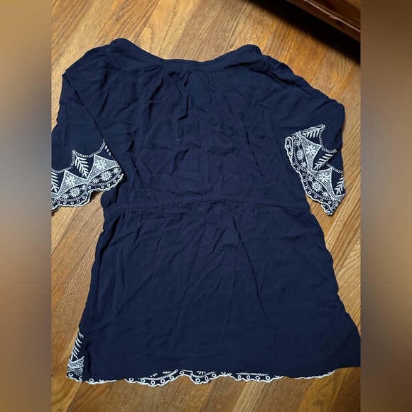 Small tunic Top Crescent 3/4 sleeve V-neck S shirt long length for tall Women - Picture 6 of 6